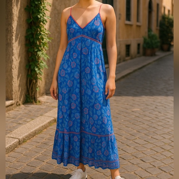 La Plage Dresses & Skirts - La Plage Blue Floral Maxi Dress Size Small